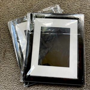 Black Leather-Like Picture Frames-Set of 2. 11”x14” each with White Matte!